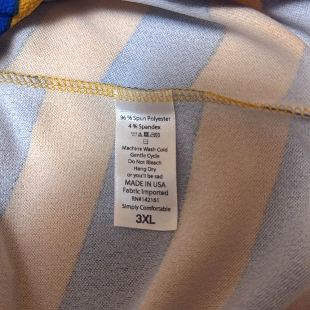 LulaRoe Striped Blue and Yellow Women's Pencil Skirt Size 3XL